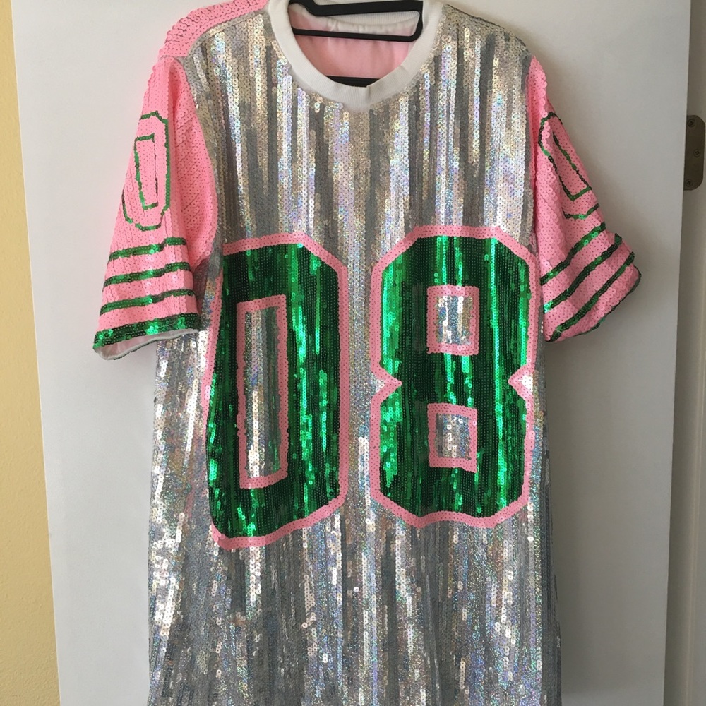 All sequins jersey silver pink and green… Used for derby costume NoSz